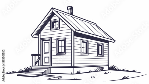 Cozy little house with chimney and small porch