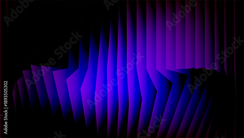 Jagged purple geometric vertical bars with dark shadows and sharp perspective vector illustration.