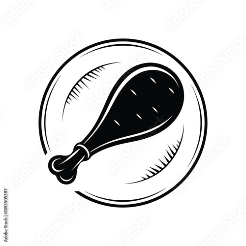 Delicious Fried Chicken Leg Icon, Poultry Dinner And Food Design