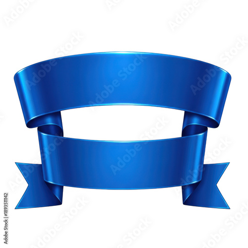 Shiny blue ribbon banner isolated on transparent background