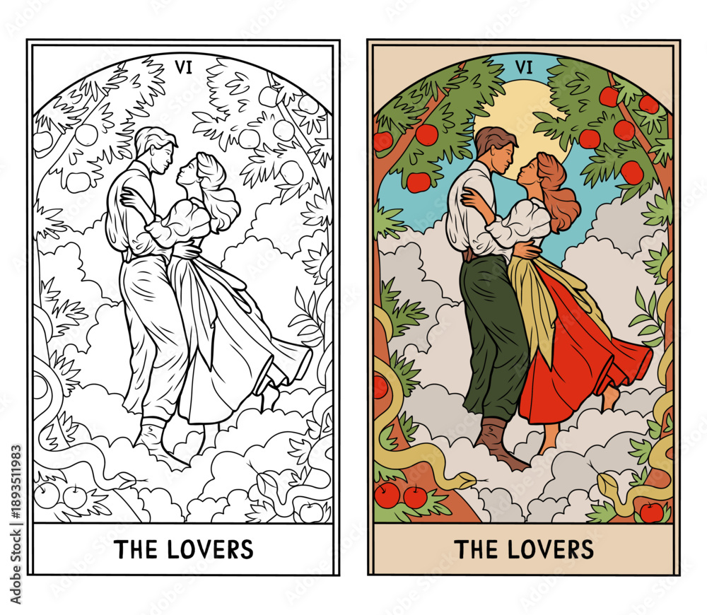 Obraz premium vintage vintage style deck of tarot cards. magical predictions of the future, mysterious characters.