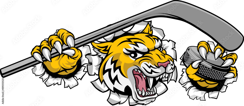 Obraz premium A wildcat or bobcat lynx bobcats wildcats sports team ice hockey mascot