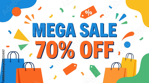 70% Off in a Colorful Graphic Design Background