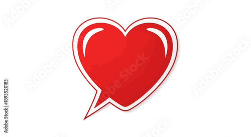 Red heart speech bubble icon.