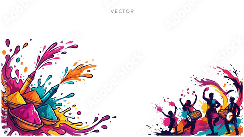Colorful holi fun, fest, party and celebration background.
