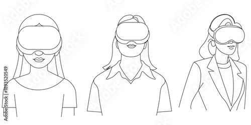 Girl Wearing Virtual Reality Headset, Girl Experiencing Virtual Reality Technology