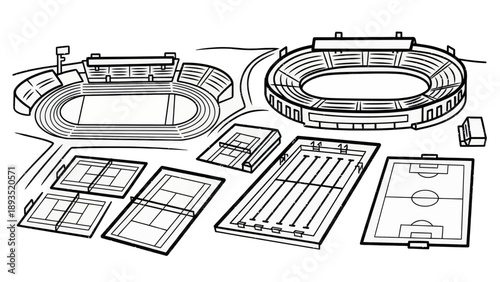 Sports Complex Facilities Illustration