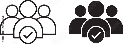 Users icon with checkmark inside circle group verified