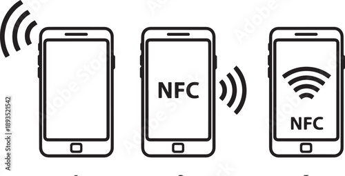 Smartphone wireless communication icons for nfc and wifi technology