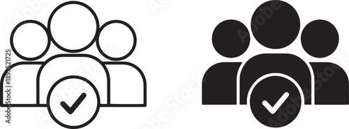 Group of people icon with check mark symbol for approval icon
