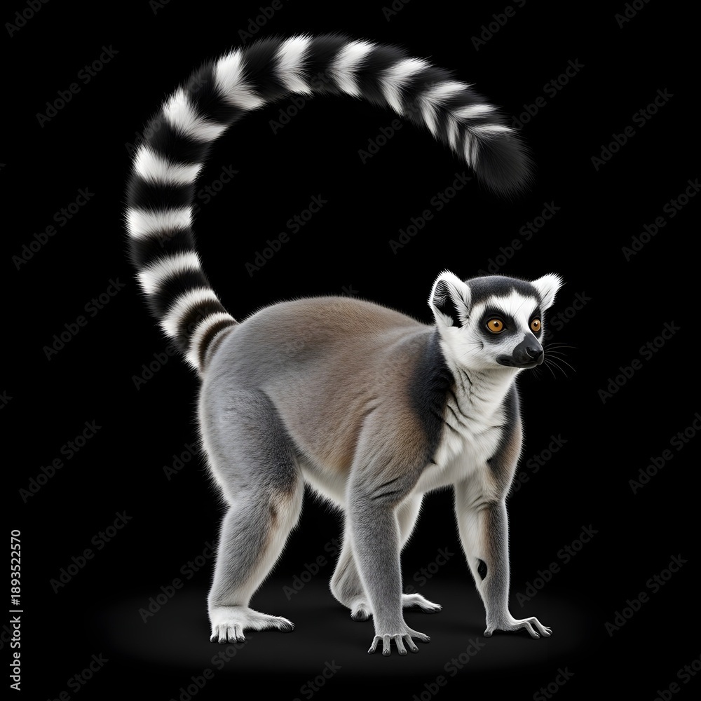Fototapeta premium Ring-Tailed Lemur Sitting on a Branch in its Natural Habitat