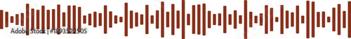 Brown sound wave graphic on a white background, abstract representation of audio, music, and voice technology. Minimalist digital waveform for broadcast or podcast. Modern design concept.