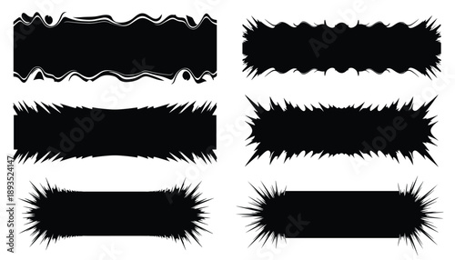 Set of jagged and wavy black frames for comic or graphic design use