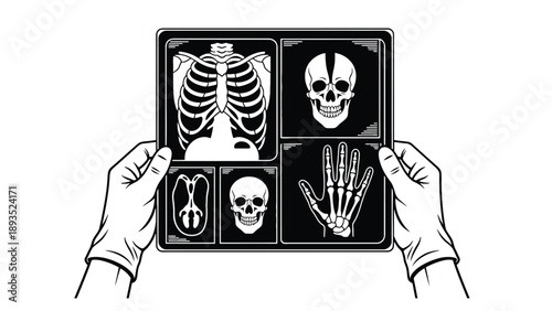 Hands Holding X Ray Films and Radiographs for Diagnostic Imaging Review Clinical Assessment and Medical Interpretation