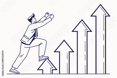 Person climbing arrows of success