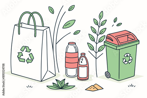 Illustration of recycling and environmental conservation