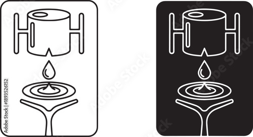 Water filter icon with purification drop hand holding liquid vector