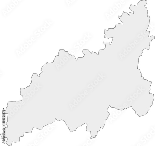 Washim District Map Flat Silhouette Gray Outline Vector Illustration