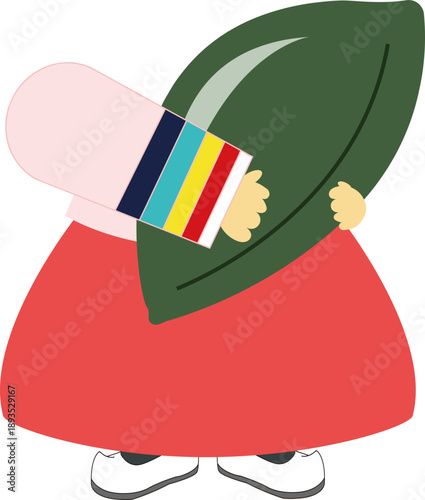 초록색 송편을 든 한복 여아 얼굴합성 도안