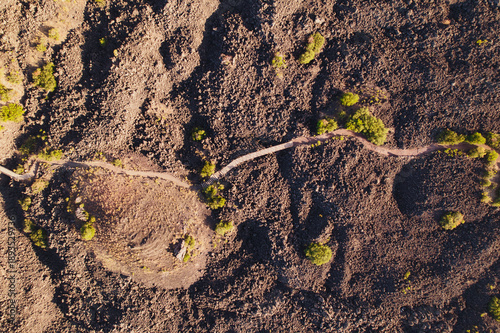 Aerial view of Kula Geo Park.İt  is a UNESCO registered volcanic geo park at Manisa Turkey