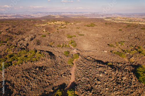 Aerial view of Kula Geo Park.İt  is a UNESCO registered volcanic geo park at Manisa Turkey