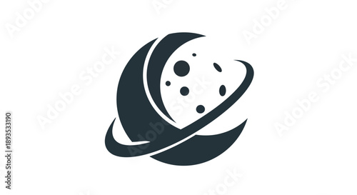 Canvas-taulu Abstract crescent with orbiting celestial bodies