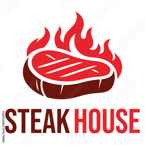steak house flat minimalist logo design