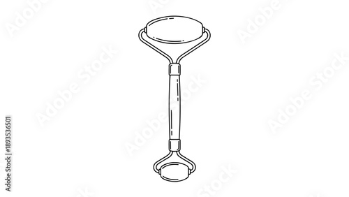 Jade Roller Facial Massage Wellness Luxury Self Care Line Art Icon