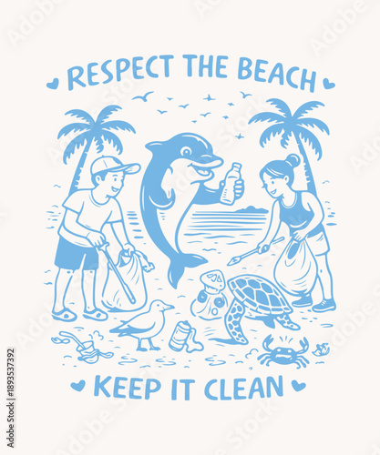beach cleanup t-shirt design