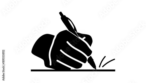 symbol of handwriting or signature, black isolated silhouette