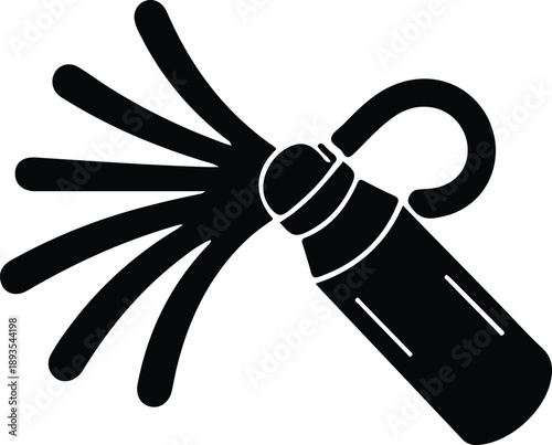 Fire extinguisher safety icon spraying foam symbol, Black silhouette fire extinguisher spraying foam, representing emergency firefighting, safety equipment, hazard prevention, and industrial protecti
