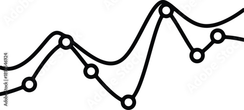 Silhouette abstract connected line graph with data points illustration vector
