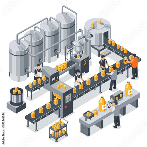 Industrial Factory Production Line Workers Manufacturing.