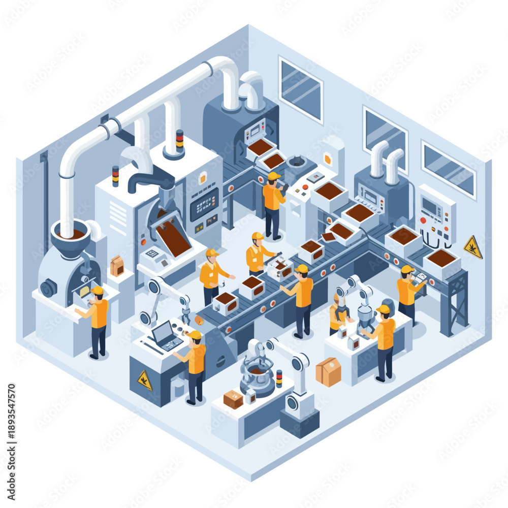 Fototapeta premium Industrial Workers in Manufacturing Facility.