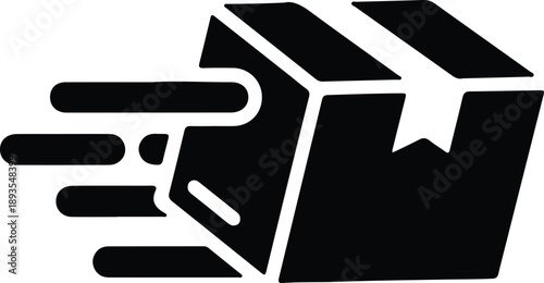 Silhouette fast delivery package box icon express shipping logistics illustration vector