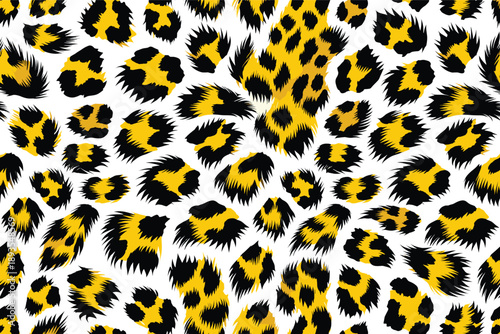 A leopard pattern on animal skin with fur texture on a wild background surface
