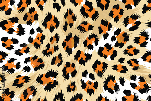 Wild leopard animal skin fur texture on a surface with a pattern on the background