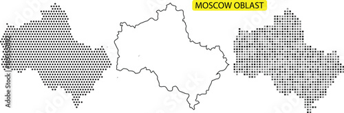 Moscow oblast map illustration with different visual styles and techniques