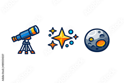 Observing stars and the moon with a telescope during the night sky exploration for fun and learning