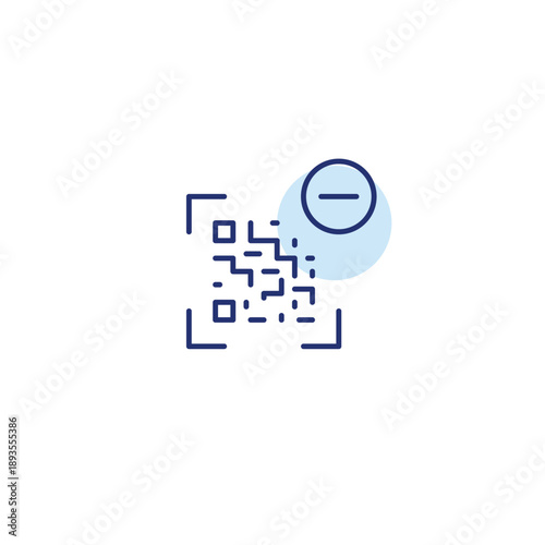 QR code and minus. Code unavailable, scan cancelled. Pixel perfect, editable stroke vector icon