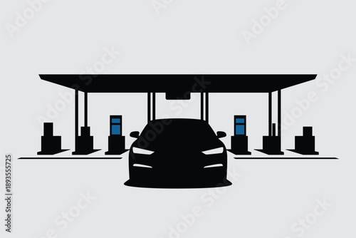 Gas Station Car Silhouette, fuel mobility concept