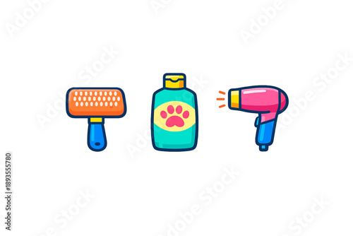 Tools for pet grooming at home in a bright and simple setting