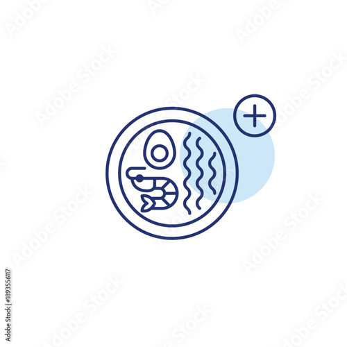 Ramen noodles and plus symbol. Menu expansion, new items needed. Asian food delivery and takeaway services. Pixel perfect, editable stroke vector icon