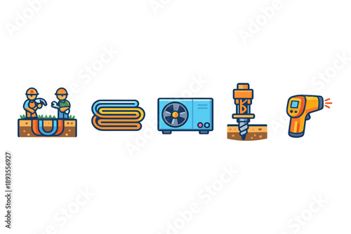 Workers install utility lines and HVAC systems while using tools for heating and cooling at a construction site during the day