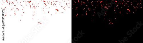 red confetti chaotic pieces energy vibrant motion celebration party festival background streamers raster