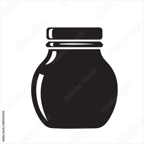 A large, minimalist vector icon of a jar of gold, a solid black silhouette, centered on a white background.