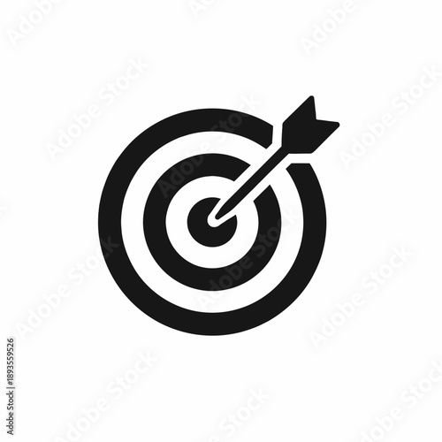 Achieving business goals with precision: a target icon with an arrow hitting the bullseye isolated on transparent background, isolated on white background, Vector