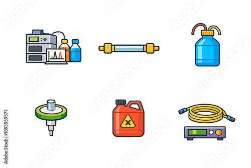 Collection of lab equipment and supplies used for experiments and analysis in a scientific or research setting