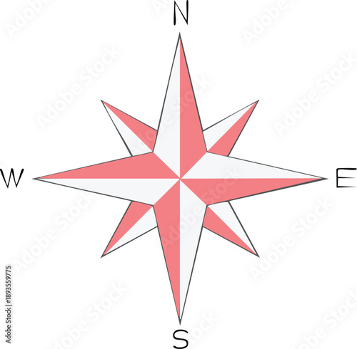 Origami compass icon, folded star geometry, thin stroke