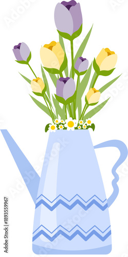 Bouquet of Tulips in a Watering Can